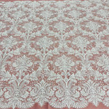 Beaded Embroidered Lace Fabric on Polyester Net Mesh