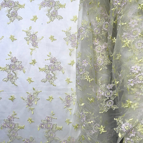 Corded Bridal Lace Fabric 100% Polyester Net Mesh