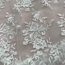 1 Yard Corded Bridal Lace Fabric Embroidered on 100% Polyester Net Mesh – 53"