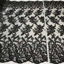 Beaded Corded Lace Fabric - Embroidered 100% Polyester Net Mesh, Navy, Black, Red, 50" Width (1 Yard)