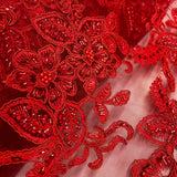 Beaded Corded Lace Fabric on Polyester Net Mesh