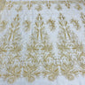 Beaded Lace Fabric Embroidered With Fuzzy Thread on 100 Percent Polyester Net Mesh - Ivory, Silver, White, Gold, 53" Width (1 Yard)