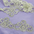 Beaded Corded Lace Trim Ivory Mesh