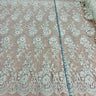 1 Yard Beaded Corded Bridal Lace Fabric Embroidered on 100% Polyester Net Mesh White