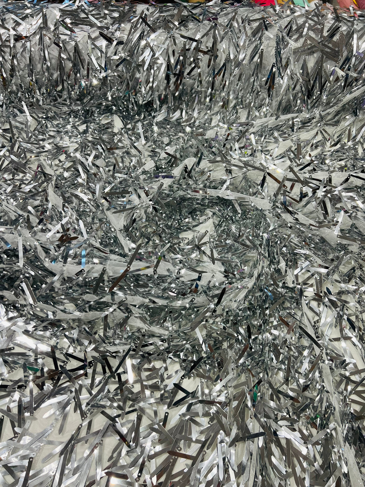 Swords Design Iridescent Sequins Polyester Fabric - Iridescent Sequin Mesh, 52" Width (1 Yard)