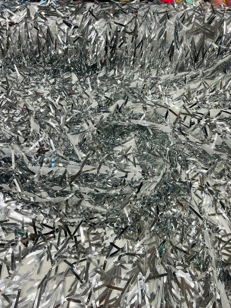 Swords Design Iridescent Sequins Polyester Fabric - Iridescent Sequin Mesh, 52" Width (1 Yard)