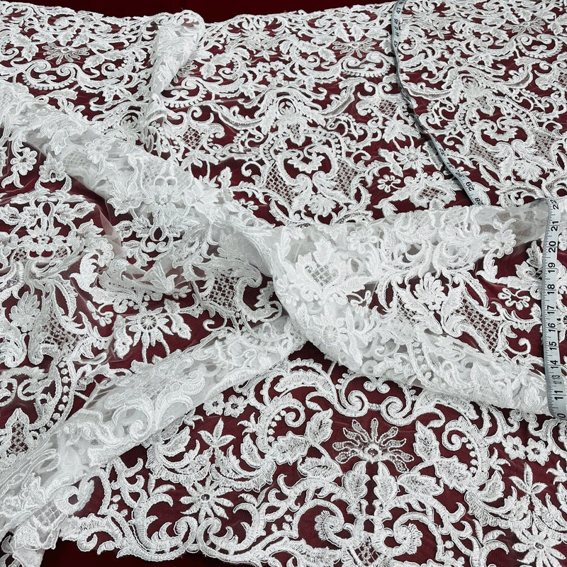 Beaded Corded Bridal Lace Fabric