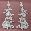 Beaded Corded Floral Lace Applique 100% Polyester Net Mesh