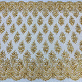 Beaded Lace Fabric on Polyester Net Mesh