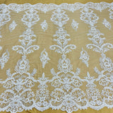 Beaded Corded Bridal Lace White Ivory