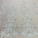 Beaded Lace Fabric on Polyester Net Mesh