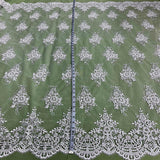 1 Yard Exquisite Beaded and Corded Lace Fabric Embroidered on Polyester Net Mesh