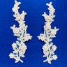 1 Pair Beaded & Corded Floral Lace Applique Embroidered on 100% Polyester Mesh 10" x 3" Each Side