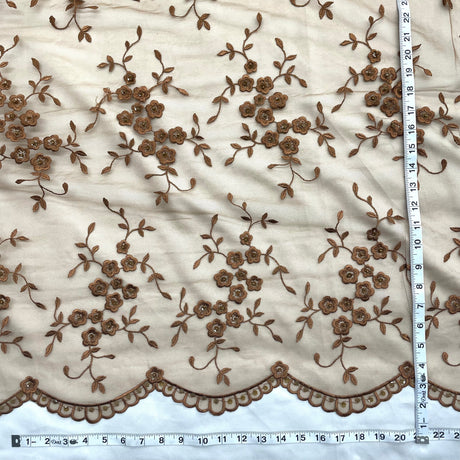 Beaded Lace Fabric on Polyester Net Mesh