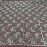 Beaded Corded Lace Fabric 100% Polyester Net Mesh 52"