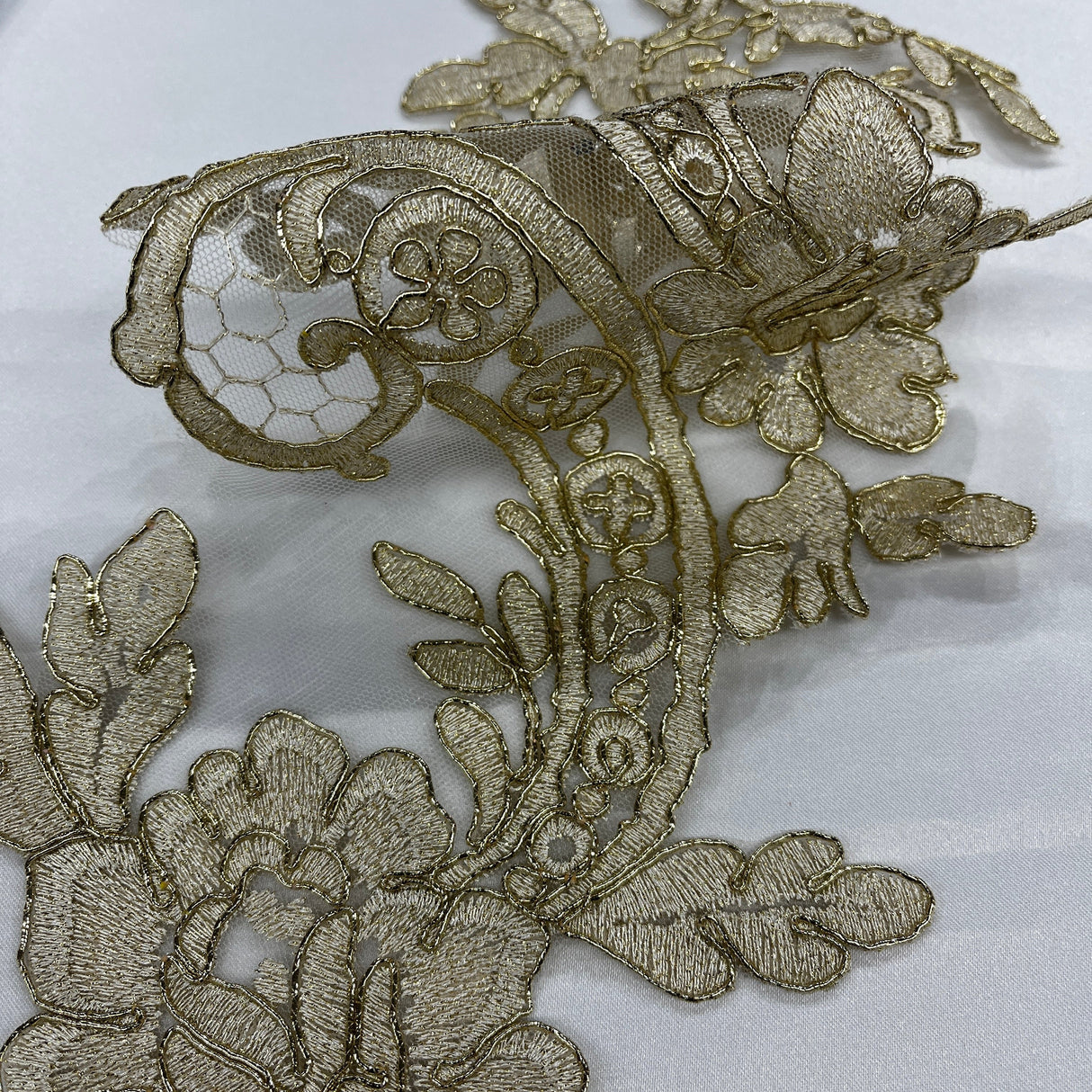 Corded Floral Lace Applique 22" x 5"