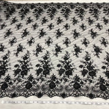 Black Beaded Sequined Lace Fabric 52"