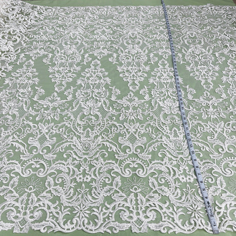 Corded Bridal Lace Fabric - Embroidered Floral, 53" Width (1 Yard)