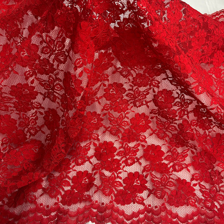 1 Yard Luxurious Corded Embroidered Bridal Lace Fabric for Elegant Dresses White
