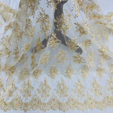 Beaded Corded Bridal Lace Fabric 54"