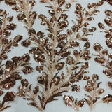 Beaded Sequined Lace Fabric on Polyester Net Mesh