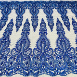 Beaded Lace Fabric on Polyester Net Mesh