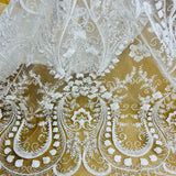 Beaded Lace Fabric on Polyester Net Mesh