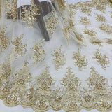 1 Yard Beaded Lace Fabric Embroidered 100 Percent Polyester Net Mesh 50 inch Width
