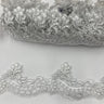 Corded Lace Trimming Embroidered On 100 Percent Polyester Net Mesh Fabric - Black, Fuchsia, Gold, Navy, Plum, Silver, Turquoise, White With Silver, White, Ivory, 3" Width (1 Yard)