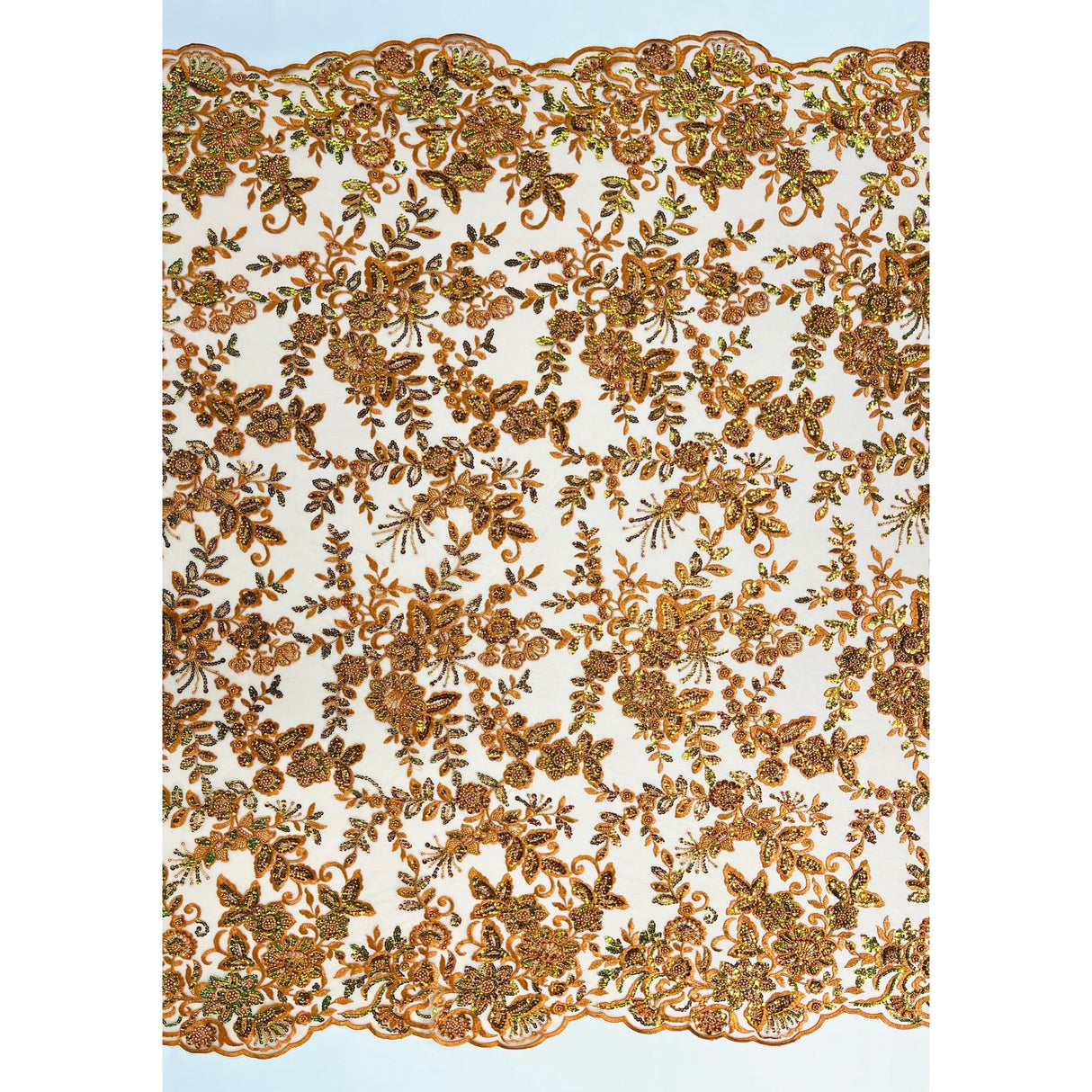 Beaded Sequined Floral Lace Fabric 51"