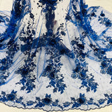 Beaded 3D Floral Lace Fabric