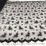 Beaded Lace Fabric on Polyester Net Mesh