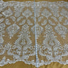 Beaded Corded Bridal Lace Fabric - Embroidered Floral Design, 52" Width (1 Yard)