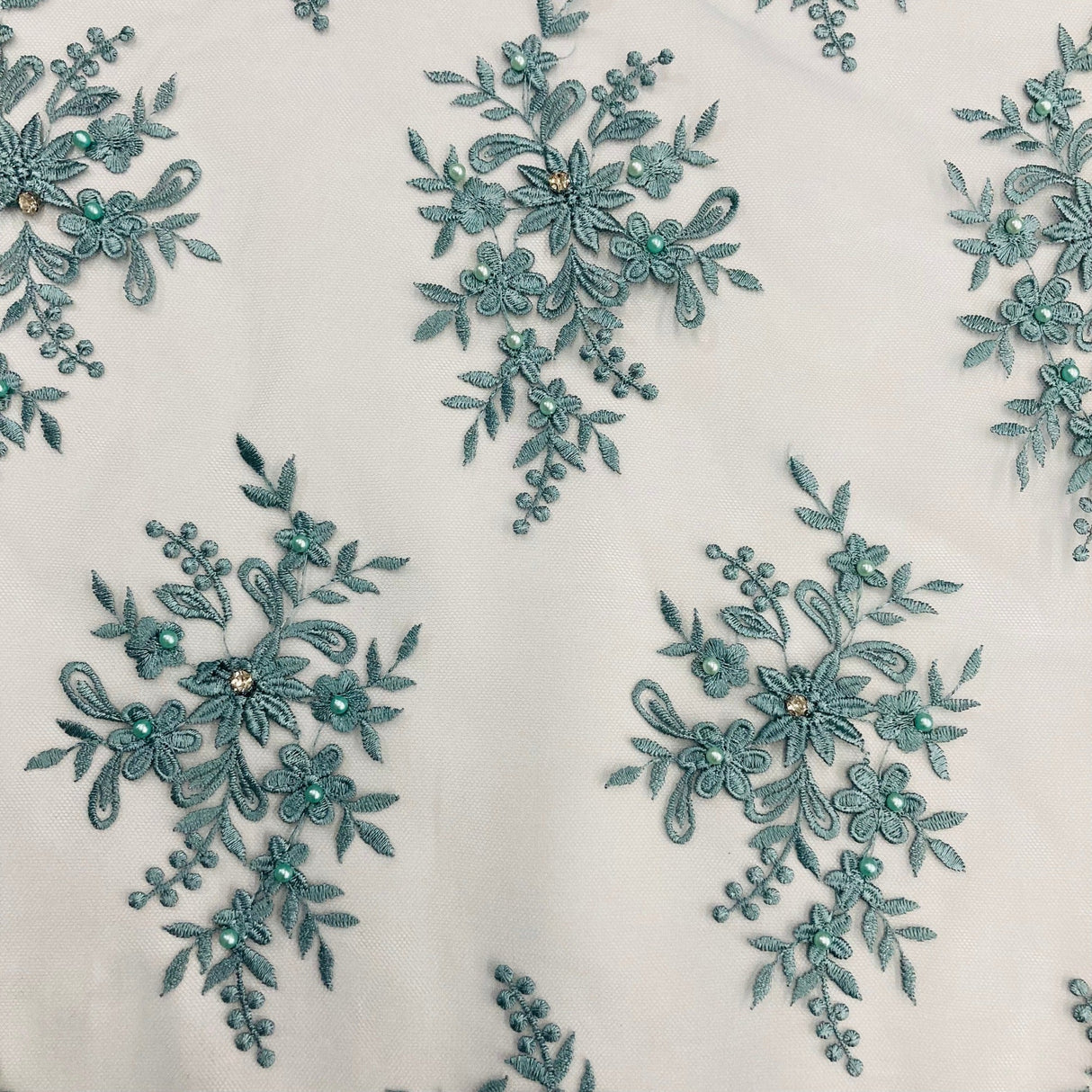 Beaded 3D Floral Lace Pistachio