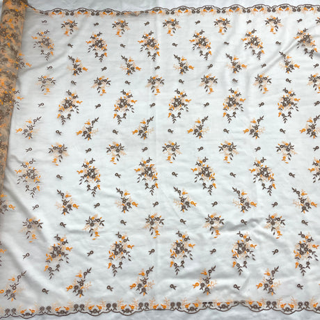 Beaded Lace Fabric on Polyester Net Mesh