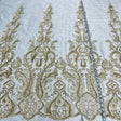 Beaded Lace Fabric Embroidered On 100 Percent Polyester Net Mesh - Gold, Ivory, Silver, White, 50" Width (1 Yard)