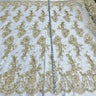1 Yard Silver Corded Bridal Lace Fabric Embroidered on Polyester Net Mesh Floral Design 54 Inch Width