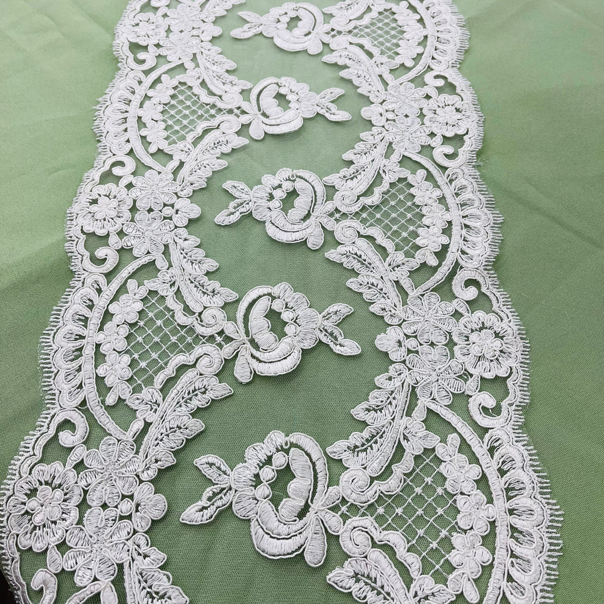 Polyester Lace Trim Corded Double-Sided Embroidered 10"