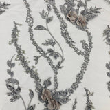 Beaded 3D Floral Lace Mesh