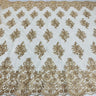 Beaded Corded Lace Fabric Metallic Scallops
