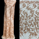 1 Yard Beaded Lace Fabric Embroidered on 100% Polyester Net Mesh