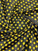Polka Dot Satin 100 Percent Polyester Charmeuse Fabric - White Polka Dot On Red, 58" Width (1 Yard)