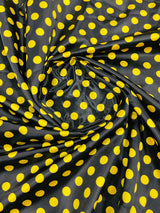 Polka Dot Satin 100 Percent Polyester Charmeuse Fabric - White Polka Dot On Red, 58" Width (1 Yard)