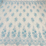 Beaded Corded Lace Fabric on Polyester Net Mesh