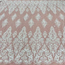 Beaded Sequined Lace Fabric Ivory