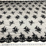 1 Yard Luxurious Beaded & Corded Bridal Lace Fabric Embroidered on Polyester Net Mesh – 54"