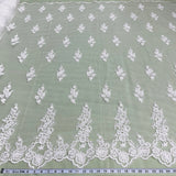 1 Yard Beaded and Corded Bridal Lace Fabric for Elegant Wedding Dresses White