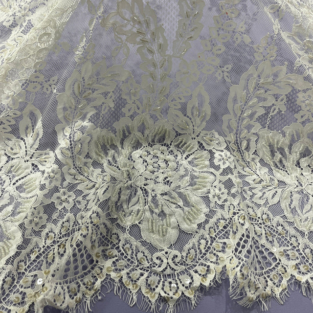 Beaded Chantilly Lace Off White