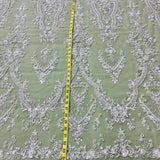 Beaded Lace Fabric on Polyester Net Mesh