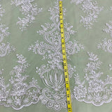 Beaded Lace Fabric Embroidered on Polyester Net Mesh